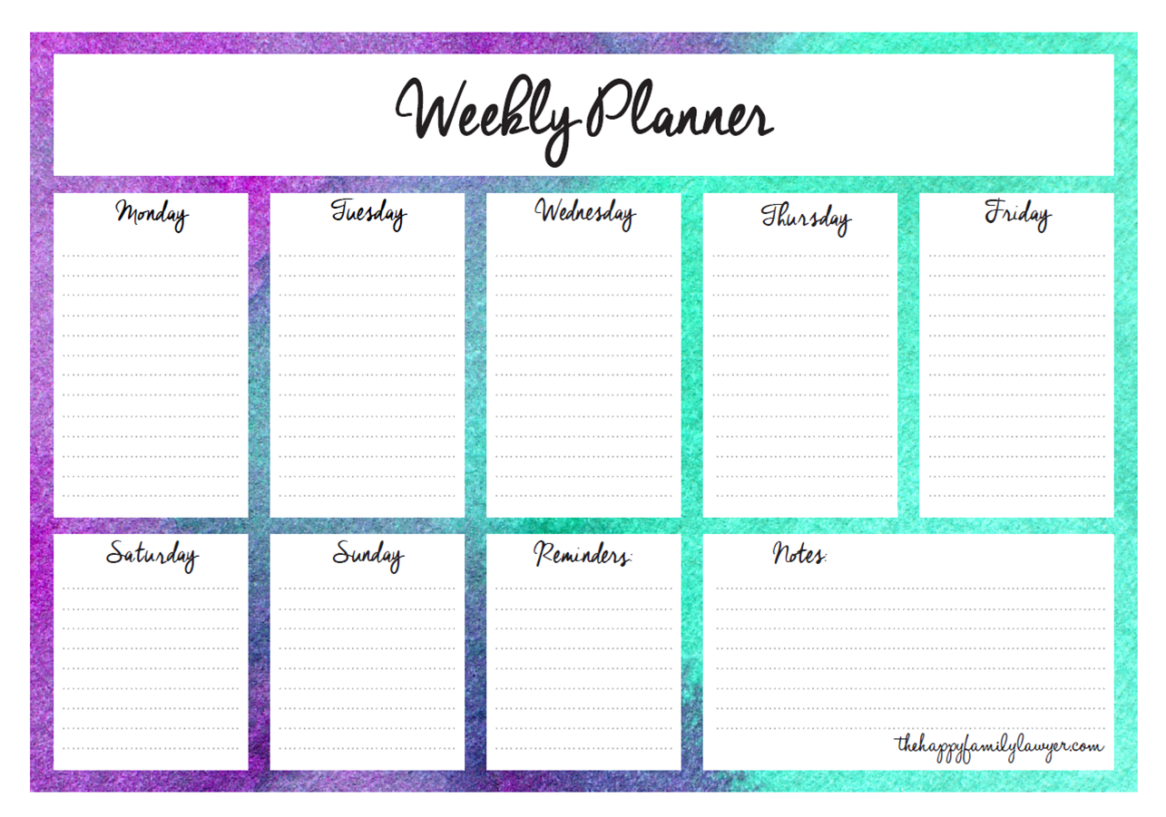 Download your free Weekly Planners now 5 designs to 